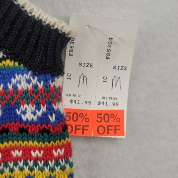 I.C. Isaacs 1990s Sweater Vest Medium Button Down Knit Fair Isle Deadstock New - Picture 7 of 9